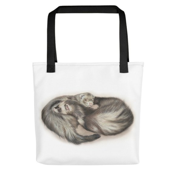 Ferret Lover Tote Bag, Ferret Tote, Ferrets, Ferret Lover Gift, 13"x13" - Picture 1 of 2